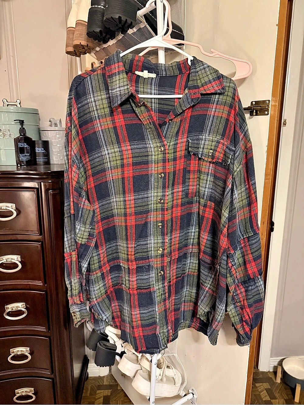 Plaid Flannel Shirt Blue & Red